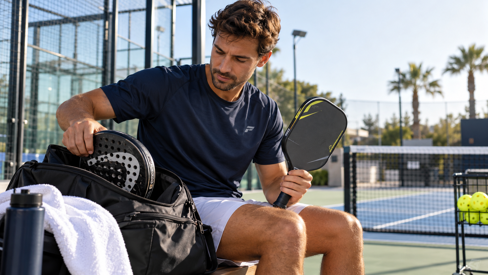 Jugador de pádel guarda su pala y prueba el pickleball, un deporte de raqueta sin lesiones para las rodillas
